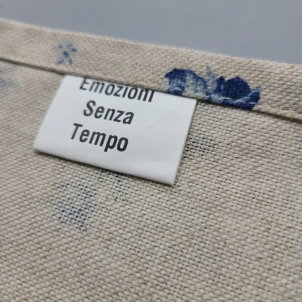 Emozioni Senza Tempo Italy  Tablecloth organic hemp blue roses  77x 53 new